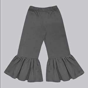 Girls Charcoal Gray Boho Ruffle Pants